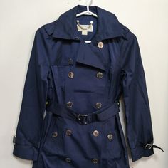 Brand New With Tag Women's Trench Coat Petite By Michael Kors Color : Navy Blue Size : Extra Small Authentic And New So Buy With Confidence. All Our Items Are From Pet And Smoke Free Environment. Thank You For Your Sharing And Visit Navy Peacoat For Spring, Fitted Casual Spring Peacoat, Fitted Peacoat With Pockets For Spring, Michael Kors Long Sleeve Outerwear For Spring, Michael Kors Fitted Spring Outerwear, Casual Michael Kors Outerwear For Work, Fitted Michael Kors Casual Outerwear, Casual Michael Kors Outerwear, Blue Spring Peacoat With Button Closure