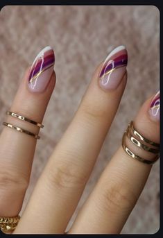 European French Nails, Elegant Almond Nails Classy Spring, Modern Spring Nails, Modern French Manicure Almond Nails, Spring Glitter Nails, Elegant Almond Nails Classy, Fancy French Manicure, Copper Nails Designs, Fancy Nail Art