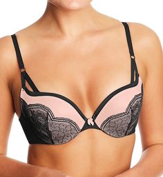 You'll love the look this cute push-up bra gives you! Designed with Wonderbra for a natural lift. Made of nylon and spandex. Contour, underwire cup has crescent-shaped, medium graduated push-up padding to give your bust youthful lift. Darted lace cup overlay on contrast microfiber gives a more contemporary feel. Plunge neckline shows off cleavage and works well with low-cut fashions. Bandless front is less bulky for short-waisted women. Center - triangle panel with velvet bow. Sides and back are Fitted Push-up Nursing Bra Partially Lined, Fitted Push-up Nursing Bra With Padded Cups, Fitted Push-up Bra With Padded Cups, Pink Underwire Bra With Removable Cups, Padded Contoured Push-up Bra, Contoured Push-up Bra With Padded Cups, Fitted Partially Lined Push-up Nursing Bra, Pink Push-up Nursing Bra With Medium Support, Contoured Padded Push-up Bra