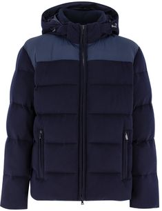 Discover Loro Piana's Italian quality and craftsmanship in the processing of fine fibres with this down jacket featuring a sporty design, a front zip fastening, two side pockets, a hood, long sleeves, a straight hem and a contrasting fabric. Composition: 100% WS Winter Down Hooded Jacket With Drawstring Hood, Hooded Nylon Sport Coat For Winter, Down Parka With Padded Collar And Long Sleeves, Down Parka With Padded Collar, Sporty Hooded Duck Down Outerwear, Hooded Down Quilted Jacket With Zipper Closure, Hooded Quilted Down Jacket With Zipper Closure, Long Sleeve Down Parka With Padded Collar, Cold Weather Down Hooded Jacket With Double-lined Hood