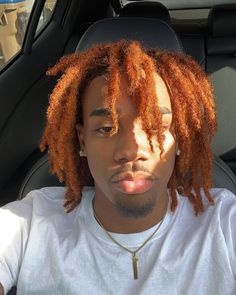 Orange Dreads Men, Copper Locs Men, Ginger Locs Black Man, Ginger Locs Men, Colored Locs Men, Dyed Locs Men, Loc Dye