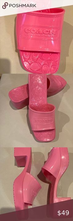 Size 8 COACH Brand New Stuck Heel Sandals Modern Sandals, Coach Shoes, Heel Sandals, Hot Pink, Sandals Heels, Shop My