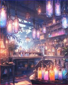 a room filled with lots of different types of lanterns hanging from it's ceiling