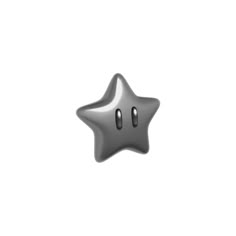 a star shaped object with two eyes on it's side, against a white background