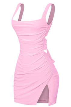 Show off those gorgeous curves in our Barbie Dreams Mini Dress! This sleeveless stunner features a playful open back and sultry side slit that does stretch to fit your every move. Perfect for a night out with the girls or a hot date with your beau. Don't miss out on this pink perfection! More details: - Fits true to size - Does stretch - A-line silhouette - Double lined - Mini in length - Made in the USA - 94% Polyester 6% Spandex - Color may vary due to the lighting - Model is wearing a size sm Baddie Outfits Dresses Night, Light Pink Dresses, Mini Pink Dress, Pink Dress Short, Mini Dress Pink, Modesty Outfits, Stylish Hoodies, Fashion Days, Barbie Dream