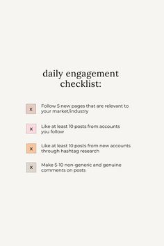 instagram engagement, engagement checklist, instagram marketing, marketing tips, instagram tips Social Media Posting Strategy, Marketing Pictures Social Media, Marketing Tips For Instagram, Social Media Checklist For Business, Social Media Engagement Strategy, How To Make Your Social Media Aesthetic, Social Media Daily Checklist, Increase Social Media Engagement, Increasing Social Media Engagement