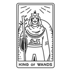 Tarot card king of wands stroke PNG Design Tarot Illustration, Page Of Wands, King Of Wands, Outline Images, Dark Wallpapers, The Hermit, Tarot Cards Art, Small Drawings