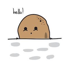 a cartoon potato with the caption hello