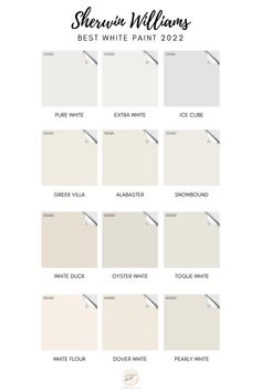 sherylin williams's best white paint color palettes for the year 2012