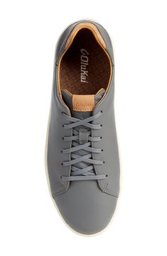 Premium full-grain leather updates a staple low-top sneaker fitted with signature cushioning for comfort and a collapsible heel for slide-on convenience. Lace-up style Collapsible Drop-In-Heel® Removable insole Leather upper/leather and textile lining/rubber sole Imported Men's Shoes Gray Plain Toe Sneakers With Rubber Sole, Gray Leather Custom Sneakers With Cushioned Footbed, Custom Gray Leather Sneakers With Cushioned Footbed, Comfortable Gray Leather Sneakers, Gray Leather Sneakers With Ortholite Insole, Sneaker Men, Up Styles, Full Grain Leather, Size 13