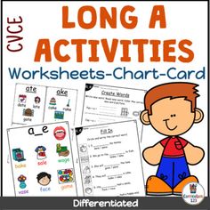 long a activities worksheets - chart - card