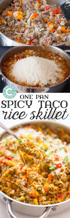 one pan spicy taco rice skillet is an easy and delicious side dish