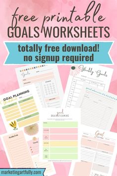 Free Printable Goal Setting Worksheets! digitalplannerfreebie #dayplannerprints #freeprintableblogplanner #paperlessplanner. Goal Sheet Printable Free, Personal Goal Development Worksheet, Goal Tracking Printable, Free Goal Setting Worksheet Printables, Smart Goal Worksheet Free Printable, Free Goal Planner Printables, Goal Setting Template Free Printable, Goal Mapping Template, Smart Goals Worksheet Free Printable