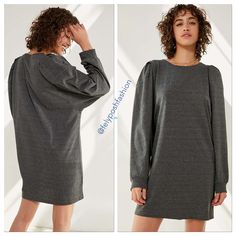 Urban Outfitters Long Sleeve Oversized Shirt Dress So Much Better Than Basic Long Sleeve T-Shirt Dress. Made From A So Soft Knit In A Relaxed-Fit Silhouette. Topped With A Banded Crew-Neck And Poufy Cuffed Long Sleeves With Shirred And Seamed Yoke Detailing. Size Comes In Xs/S Content + Care - Cotton - Machine Wash Size + Fit - Model Wears: X-Small/Small - Model Height: 180cm/5'11" - Measurements Taken From Size Medium/Large - Chest: 111.76cm - Length: 85.09cm Oversized Crew Neck Dress For Daywear, Casual Fall Dresses By Urban Outfitters, Casual Oversized Sweater Dress For Loungewear, Casual Urban Outfitters Dress For Fall, Oversized Crew Neck Sweater Dress For Loungewear, Casual Fall Dress From Urban Outfitters, Oversized Crew Neck Sweater Dress, Urban Outfitters Casual Fall Dress, Urban Outfitters Long Sleeve Fall Dresses