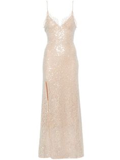 STAUD Kezia Sequinned Lace Dress - Farfetch Sequin Lace Dress, Gala Dress, Sequin Design, Versace Outfit, City Dress, Chantilly Lace, Thigh High, Light Beige, Denim Dress