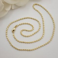 Stunning Solid 14k Gold 22-Inch 2mm Moon Cut Chain. Shiny, Modern, And Everlasting. Perfect For Everyday And Every Occasion. 14k Gold Will Not Tarnish Or Rust. A Chain That Stands Out From The Others. Unisex Materials: 14k Solid Yellow Gold Lenght: 22 Inches (Dm For Different Sizes) Thickness: 2mm Weight: 11.2 Grams Of Pure 14k Gold 14k Stamped Brand New Fast Shipping Perfect Gift. Follow Us For More Fine 14k Gold Jewelry For Fair Prices. Dm Me With All Your Questions. I Will Be Happy To Help Yo Elegant Jewelry With Rolo Chain And Round Beads, Gold Jewelry With Rolo Chain And Round Beads, 14k Gold Round Rolo Chain Necklace, 14k Gold Rolo Chain Necklace, Gold Jewelry With Rolo Chain And Beaded Details, Yellow Gold Box Chain Necklace With Beads, Yellow Gold Necklace With Box Chain And Round Beads, Anniversary Yellow Gold Chain Necklace With Round Shape, Anniversary Yellow Gold Round Chain Necklace