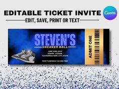 an event ticket for steve's sneaker ball