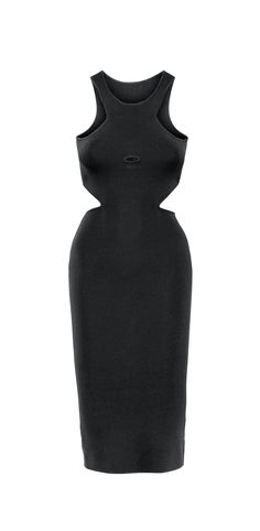 Devon Knit Dress - Black Elegant Fitted Midi Dress With Cut-out Waist, Stretch Cutout Elastane Dresses, Stretch Elastane Cutout Dress, Stretch Elastane Dresses With Cutout Details, Stretch Elastane Dresses With Cutout, Cutout Stretch Dresses Made Of Elastane, Elegant Stretch Mini Dress With Cut-out Waist, Fitted Midi Dress With Cutout Back, Cutout Midi Dress For Date Night