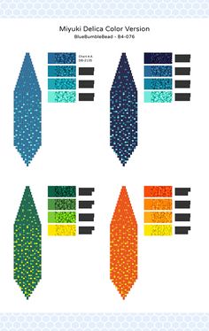 an image of different colors in the shape of arrows and numbers on a white background