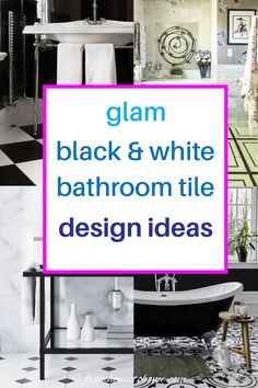 Glam black and white bathroom tile design ideas Large Hexagon Tile, White Bathroom Tile, Bathroom Tile Design Ideas