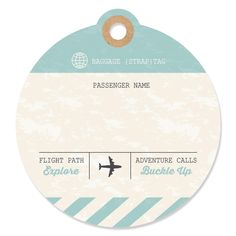 luggage tag with an airplane and the words, baggage / boarding passenger name