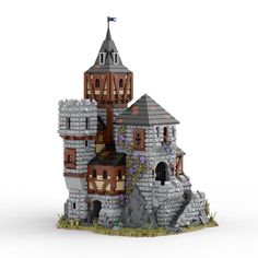 Minecraft Birch House, Castle Model, Castle Building, Small Castles, Blacksmith Shop, Lego Castle, Modular Building, Construction Toy, Medieval Castle