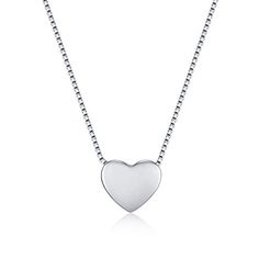 Womans Silver Heart Necklace Simple Heart Necklace, Tiny Heart Necklace, Sterling Silver Heart Necklace, Heart Shaped Jewelry, Silver Heart Necklace, Tiny Heart, Cute Necklace, Girls Necklaces, Initial Letter