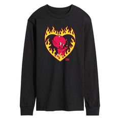 Add to your cool style with this men's Hot Stuff Little Devil Flame Heart Fleece Sweatshirt. FEATURES Crewneck Long sleeveFABRIC & CARE Solid colors: cotton; Heather colors: cotton, polyester Machine wash Imported Size: XL. Color: Black. Gender: male. Age Group: adult. Material: Polyester|Cotton. Long Sleeve T-shirt With Heart Graphic For Streetwear, Winter Streetwear Long Sleeve T-shirt, Black Long Sleeve Tops With Heart Graphic, Black Long Sleeve Top With Heart Graphic, Long Sleeve Sweatshirt With Heart Graphic For Streetwear, Urban Long Sleeve Winter T-shirt, Heart Graphic Crew Neck Sweatshirt For Streetwear, Long Sleeve Screen Print Sweatshirt For Winter, Black Long Sleeve T-shirt With Heart Graphic