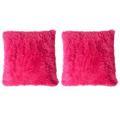 two bright pink pillows sitting next to each other