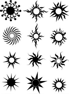 black and white sun icons on a white background