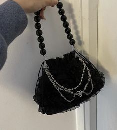 Small Going Out Purse, Cute Black Bag, Black Bag Aesthetic, Aesthetic Bags, Bags Aesthetic, Pink Purse