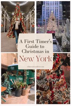 the christmas tree in new york is decorated with red, white and green ornaments that are all around it