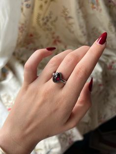 Curio Original Hammered Silver Garnet Ring – Curio Incorporated Interesting Necklines, Silver Garnet Ring, Ring Icon, Garnet Ring Silver, Fall Wishlist, Chevron Earrings, Dragon Queen, Queen Style, Simple Rings