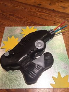 Harrys 8th birthday cake.. Laser Tag Gun 8th Birthday Cake, Boy Cake, Kids Cakes, Cakes For Boys, Boy Birthday Party