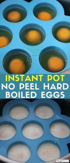 an egg cooker with eggs in it and the words instant pot no peel hard boiled eggs