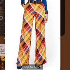 Never Worn Brand New Plaid Dress Pants, New York And Company, Plaid Dress, Pants Color, Red Yellow, Lady In Red, Dress Pants, Pant Jumpsuit, Wide Leg