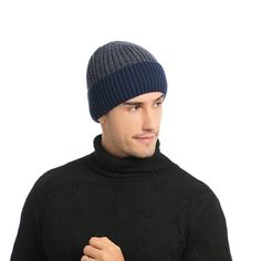 Double-layer woolen hat and velvet warm mixed color men's knitted hat Feature new and. Quantity: 1pc Gender:UnisexAdult New fashion design, Very popular. Material: Acrylic Hat Width:23cm/9.06",Height:23cm/9.06" Size: One Size.  Color: Blue.  Gender: female.  Age Group: adult. Mens Beanie Hats, Woolen Hat, Men's Beanies, Ski Cap, Beanie Hats For Women, Scarf Hat, Men's Knit, Knitted Hat, Blue Gender