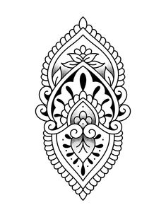 a black and white drawing of an ornate design