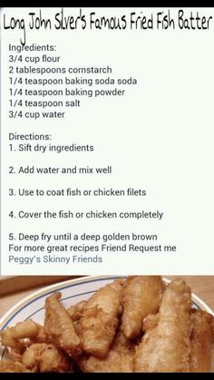 the recipe for long john's famous fried fish boiler is shown on a plate