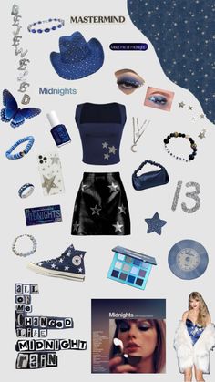 midnights eras tour outfit🌟💙 #outfitinspo #erastour #taylorswift Eras Tour Outfit Midnights, Midnights Eras Tour Outfit, Taylor Swift Costume Ideas, Taylor Swift Earrings, Coldplay Concert Outfit, Taylor Swift Midnight, Midnights Eras Tour