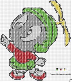 an image of a cartoon character in cross stitch