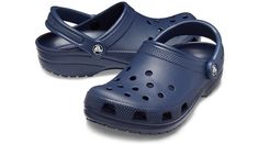 Slip into your favorite clog and enjoy a custom fit, water-friendly design and ventilated forefoot for breathability.  Crocs trade  Classic Details:    Ventilation ports add breathability and help water and debris drain away.  Water-friendly and buoyant  weighs only ounces.  Fully molded Croslite trade  material for signature Crocs comfort.  Heel strap offers a secure fit.  Odor-resistant, easy to clean, and quick to dry.  Lightweight, non-marking soles.  Fit style: Roomy � generous in length an Kayaking Gear, Comfort Shoe, Walking In The Rain, Sneaker Sale, Crocs Classic Clogs, Blue Beach, Urban Chic, Perfect Shoes, Ballerinas