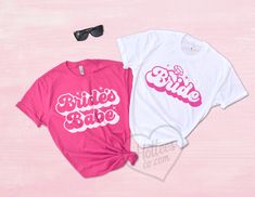 Bride and bride's babe bachelorette shirts. 70s retro theme bachelorette party shirts for brides and bridesmaids. UNISEX SHIRT - 100% cotton - 52% cotton / 48% polyester for some colors - Bella + Canvas brand - Relaxed fit - Size up for a baggier fit TANK TOP - 60% cotton / 40% polyester - Next Level brand - Runs small, size up if you're stuck between 2 sizes Disco Bridesmaids, Retro Bride Bachelorette, Retro Bachelorette Party Zazzle, Groovy Bachelorette Shirts, Bride And Babe Shirt, Bachelorette Matching Shirts, 70s Theme, Retro Bachelorette, Last Disco