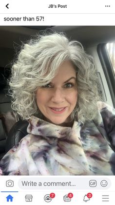 Grey Permed Hair, Shoulder Length Curly Grey Hair Over 50, Natural Grey Curly Hair, Short Gray Curly Hairstyles, Medium Length Curly Hairstyles For Women Over 50, Curly Gray Hair With Bangs, Long Curly Gray Hair Over 50 Curls, Curly Gray Hair Over 50 Curls With Bangs, Curly Hair 50 Year Old Women