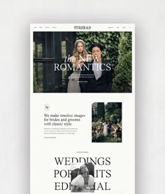 the wedding website is designed to look like it has been created by web design studio