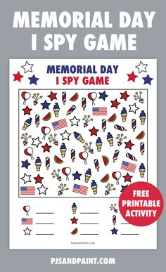 memorial day i spy game for kids with free printable activity on the front and back