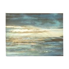 an abstract painting with blue and gold colors on the ocean wall art print by person