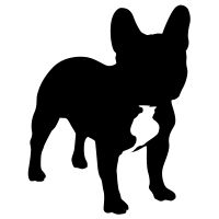 a black and white silhouette of a dog with a leash on it's neck