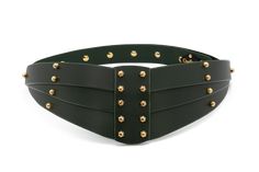 We love this new smaller profile belt from Úna Burke. Her signature use of brass grommets and layered leather makes this piece simple yet edgy. This belt can be worn three different ways - as a back detail, a typical waist belt, and higher as an empire waist accent. The perfect option for a truly stylish woman. Úna Burke uses full grain Italian Vegetable-tanned cowhide to create her stunning pieces. Vegetable tanning uses only natural extracts from tree bark, leaves, fruit and vegetable oils. A Small Atelier, Back Details, Belt Style, A Typical, Tree Bark, Vegetable Tanned Leather, Leather Accessories, Tanning, Leather Working