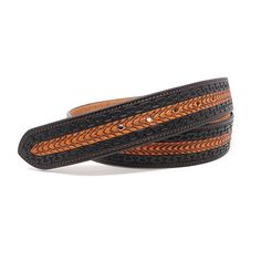 The Tyler is a 1.5"(38mm) wide genuine leather belt. This belt has a two tone tooled snake pattern. Features a patterned Durango harness buckle. This belt can be worn for a casual look.Features: EmbellishedBelt Length: 42 InBase Material: 100% LeatherFabric Description: LeatherBelt Width: 1 1/2 InCare: Wipe CleanCountry of Origin: Imported Black Leather Embroidered Belt Buckles, Adjustable Embroidered Leather Belt, Brown Leather Belt With Embroidery, Brown Embroidered Leather Belt, Western Black Embroidered Belt, Black Western Style Embroidered Belt, Brown Western Style Formal Belts And Suspenders, Formal Brown Embroidered Belt, Formal Black Embroidered Belt